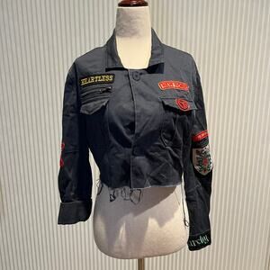 ELAN Women's Cropped Patchwork Military Jacket sie XS